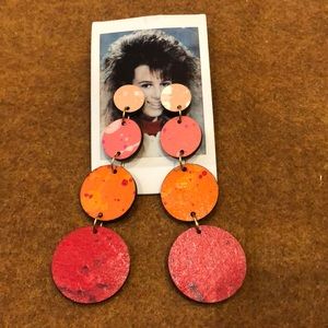Hand painted wood earrings